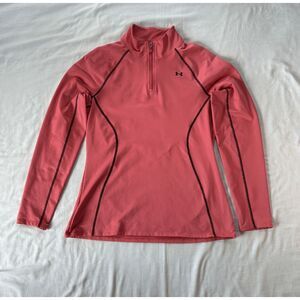 Women's Under Armour Semi Fitted 3/4 Zip Pink Pull Over Size Large, Cold Gear